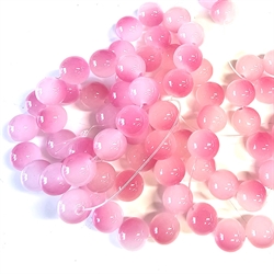 Glas perler. 2 tonet. Lyserød/pink. 10 mm streng.