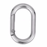 Karabinhage med fjederlukke. Oval. Platineret. 38 mm