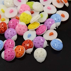 Knapper. Mariehøns. Farve mix. 18 mm. 25 stk.