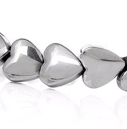 Hjerte perle af Hematit. Sølv farvet. 6 mm. 10 stk.