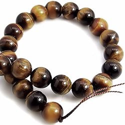 Tigerøje perler. Naturlig. Guldbrun. Grade A. 6.5 mm