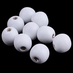 Træperle. Hvid lakeret. 20 mm. ca. 50 stk. B-vare