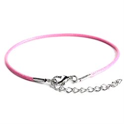 Armbånd af vokset bomuld. Lyserød. 19.5 cm