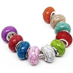 Led - charms i Howlit look. Mix. 12 mm. 25 stk.