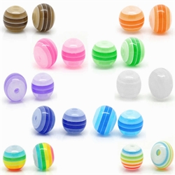 Resin perler med striber. Candy. Mix. 6 mm. 50 stk.