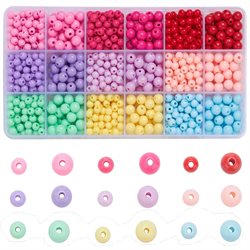 Akryl perle sortiment. Candy farver. 9 farver i 2 størrelser. 1000 stk.