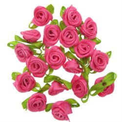 Stofroser i satin look. 25x12 mm. Pink. 50 stk.