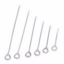 Perlestave med øje sortiment. Forsølvet. 16 - 50 mm. 800 stk.