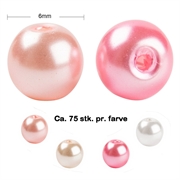 Perle sæt i lyse farver. 6 mm i plast bøtte. Mål og antal
