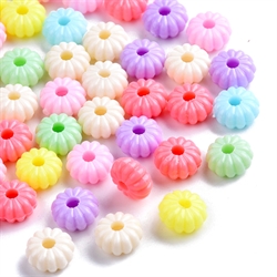 Mellemperler. Rillet rondel i sarte farver. 8 x 4 mm 50 stk.