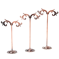 Stativer - smykketræ til øreringe. Kobber look. 3 stk.