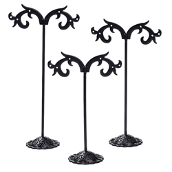 Stativer - smykketræ til øreringe. Sort. 1 sæt = 3 stk.