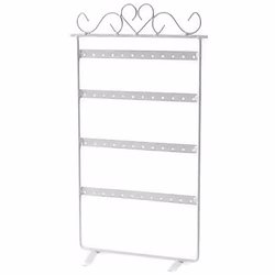 Smykkestativ til øreringe. Hvid. 30 cm. 48 huller. B-vare