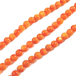 Shell perler.  Naturlige. 6 mm. Orange nuancer. 