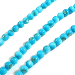 Shell perler.  Naturlige. 6 mm. Turkis - blå nuancer. 