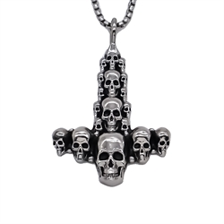 Halskæde med skulls. Thors hammer.  Rustfri stål. 70 cm