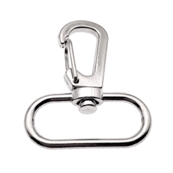 Karabinhage med fjederlukke og bred ring. Platineret. 41 mm