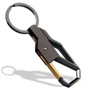 Karabinhage med fjederlukke og nøglering. Sort/Guld. 90 mm