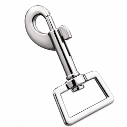 Karabinhage - triggerkarabin med firkantet ring. Sølvfarvet. 66 mm