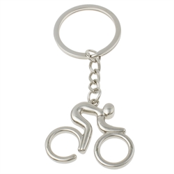 Nøglering med racercykel -cyklist. Massiv metal. 9 cm 