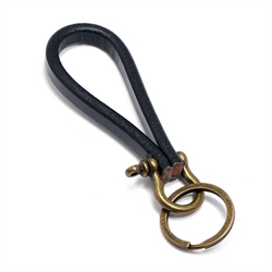 Nøglering - Keyhanger. Kernelæder. Sort. 13 cm.