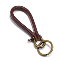 Nøglering - Keyhanger. Kernelæder. Brun. 13 cm.