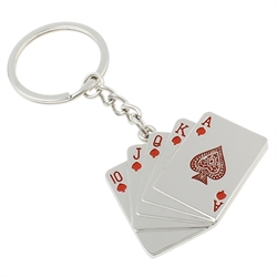 Nøglering med Royal Flush Poker hånd. Poleret. 10 cm