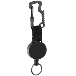 Karabinhage - bælte clip med wire udtræk. YoYo. >70 cm.