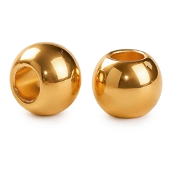 Perle med stort hul af CCB. Guld farvet. 10 mm. 10 stk.