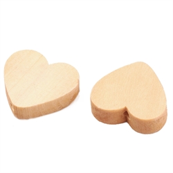 Træperle. Hjerte. Ahorn træ. Natur. 19 mm. 10 stk.