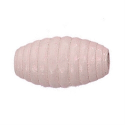 Træperle med riller i bikube look. 25x14 mm. Rosa