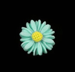  Resin cabochon "Marguerit". 13 mm. Blågrøn-turkis. 10 stk.