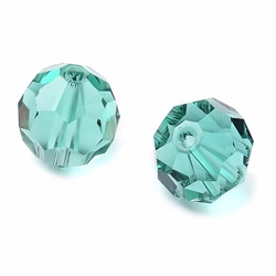 Krystalglas perle. Multi facetteret. 10 mm. Lys turkis. Pr. stk.
