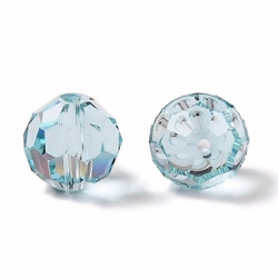 Krystalglas perle. Multi facetteret. 10 mm. Aqua. Pr. stk.