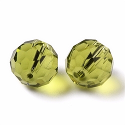 Krystalglas perle. Multi facetteret. 10 mm. Oliven. Pr. stk.