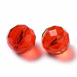 Krystalglas perle. Multi facetteret. 10 mm. Rød. Pr. stk.