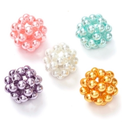 Voksperle - klyngeperler. 17 mm. Hvid