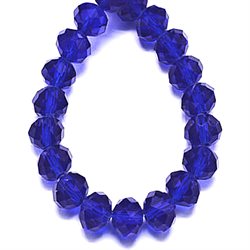Krystalglas rondeller. Facetterede. 10 x 8 mm. Mørkeblå