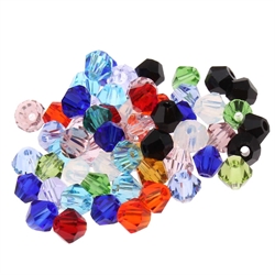 Glasperler. Bicone. Farve mix. 4 mm. 50 stk.