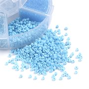 Seed beads sortiment. 2 mm i blå nuancer. Detalje