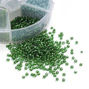 Seed beads sortiment. 2 mm i grønne nuancer. Detaljer