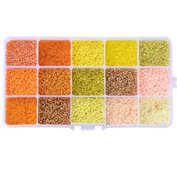 Seed beads sortiment. 2 mm. 10.000 stk. Gule nuancer