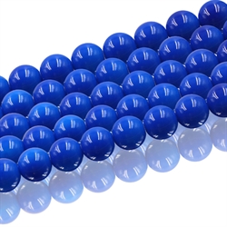 Glaserede perler. 8 mm. Kongeblå. 1 streng