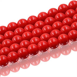 Glaserede perler. 8 mm. Rød. 1 streng