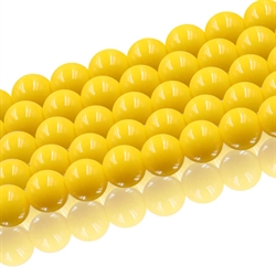 Glaserede perler. 8 mm. Rapsgul. 1 streng