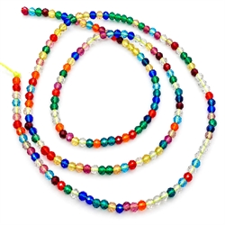 Glasperler. Facetteret. Farve mix. 2 mm streng.