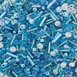 Seed Beads. Mellem blå variation. 1.5 - 4.5 mm. 1000 stk.