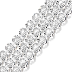Krystalglas perle. Multi-facetteret. 6 mm. 1 streng.