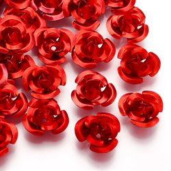Aluminium perler. Rose. 7 mm. Rød. 70 stk.