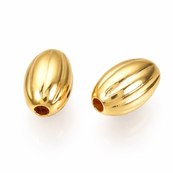 Perler -ris- af 18k forgyldt messing. Rillet. 5x3 mm. 5 stk.